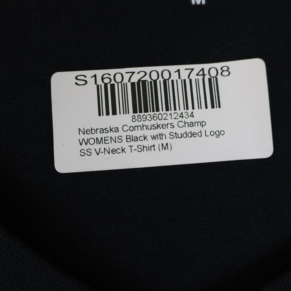 Nebraska Cornhuskers Shirt Womens Medium Black NCAA Football Studded Tee V Neck - Picture 4 of 13